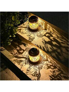 2 Pack Solar Gnome Lanterns - Waterproof Hanging Lights for Garden, Patio, Yard
